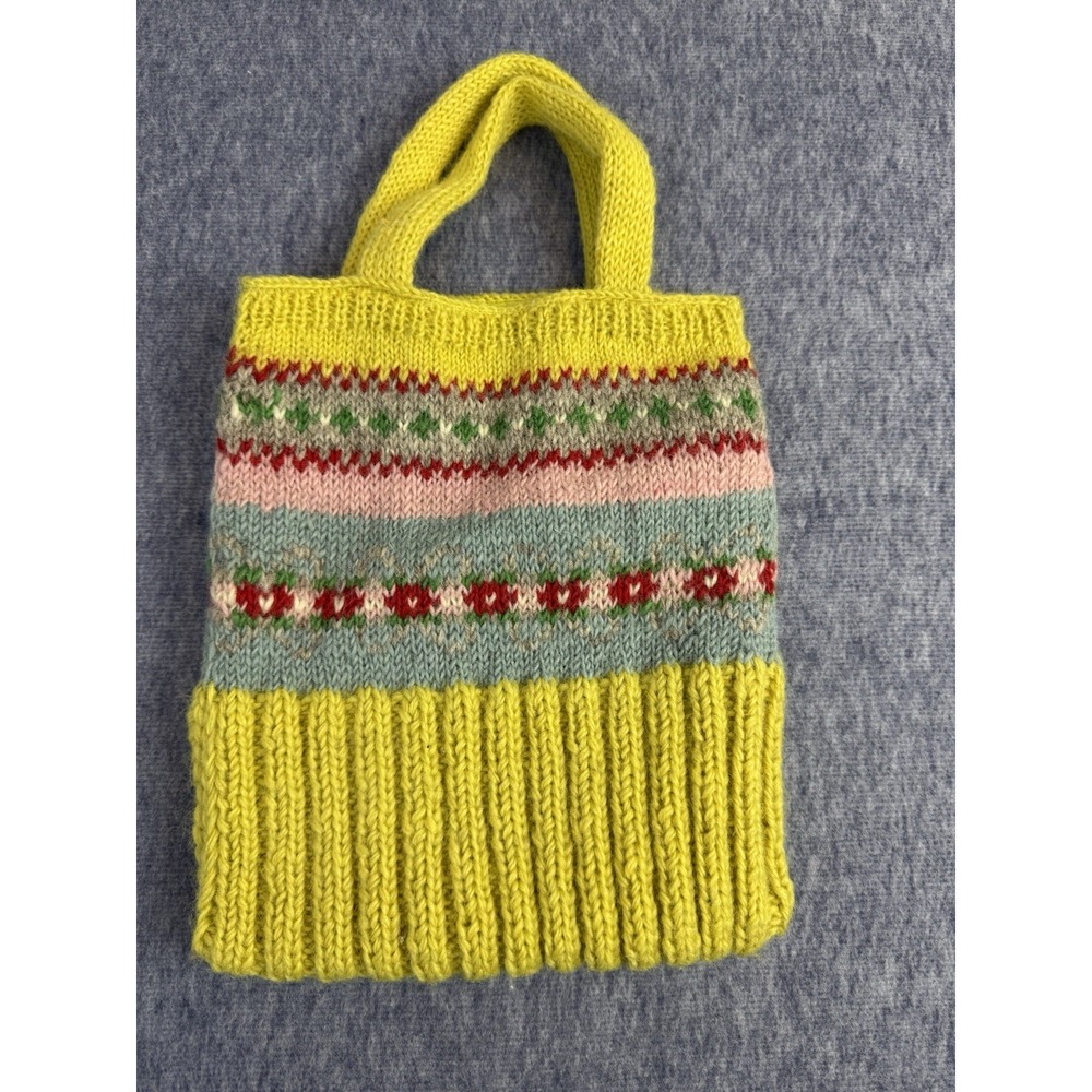 Free People Knitโ Bag Wool Multicolor 11x 10inches Handknit Boho